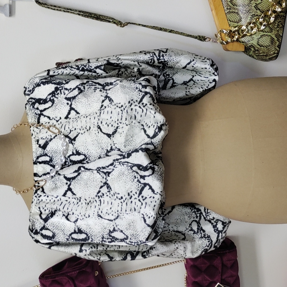 White Snake Pattern Crop Top - image 1